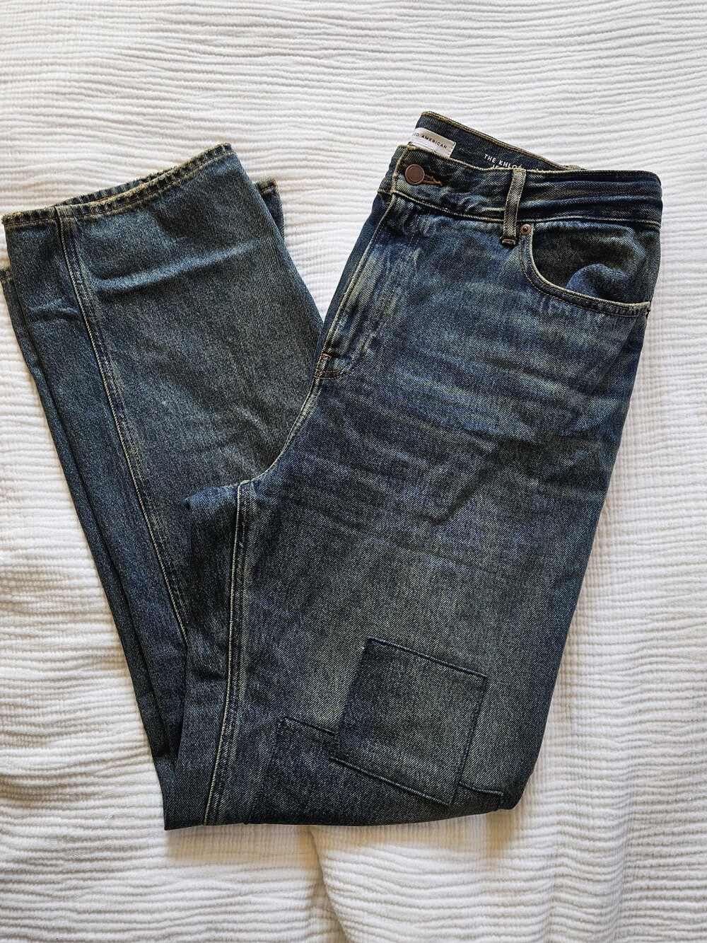 The Khloé High Waist Patch Denim Straight Leg Jeans